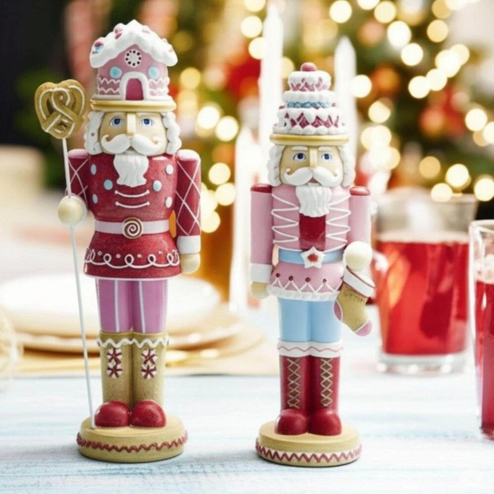 Sweets Nutcracker Figurines Christmas Decorations Holiday Gift Set of 2
